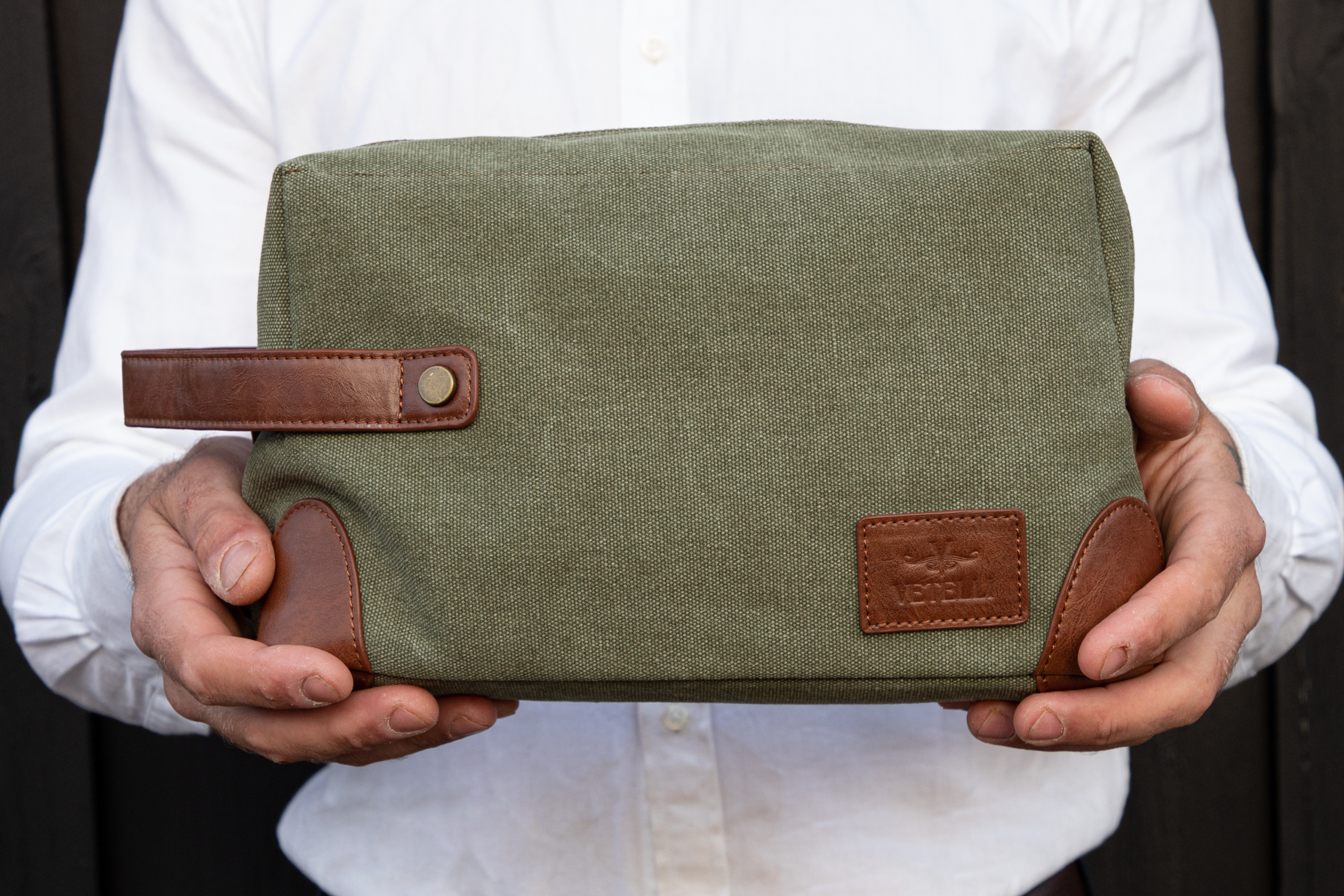 Canvas toiletry top bag mens